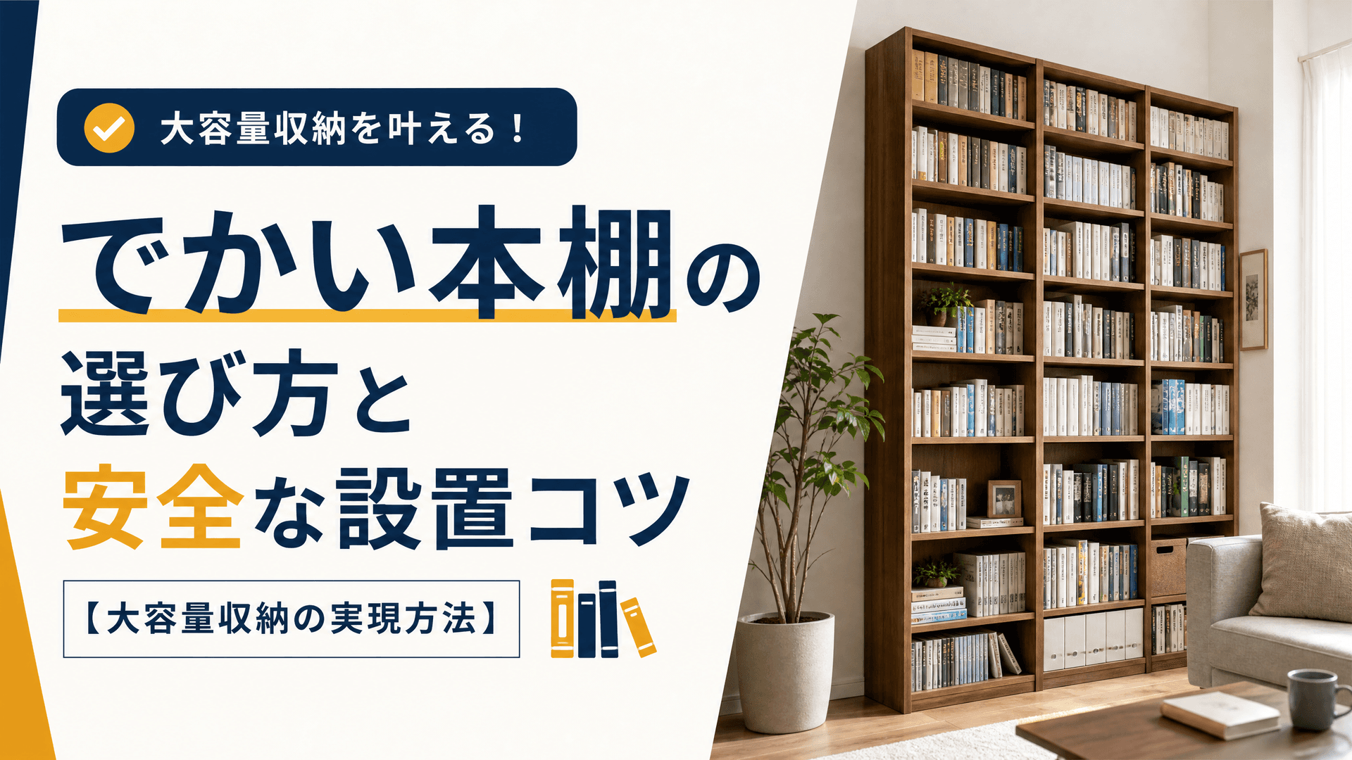 でかい本棚の選び方と安全な設置コツ【大容量収納の実現方法】